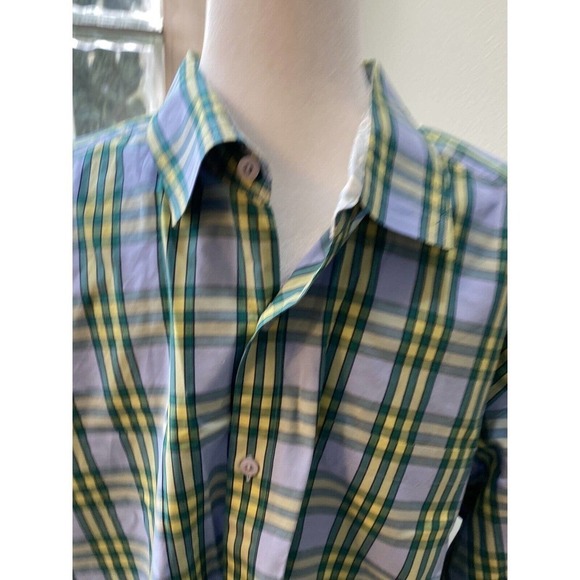 Tommy Bahamas Mens L Cubanita Starlight Green/blue Checkered Button Down Shirt - Picture 6 of 14